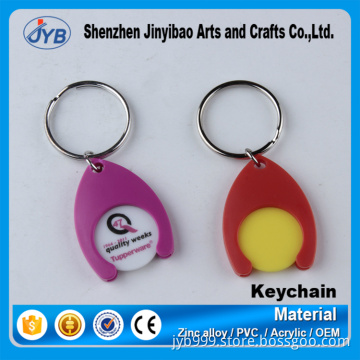 plastic type european coin size coin holder keyring cheap ABS trolley token keychain
